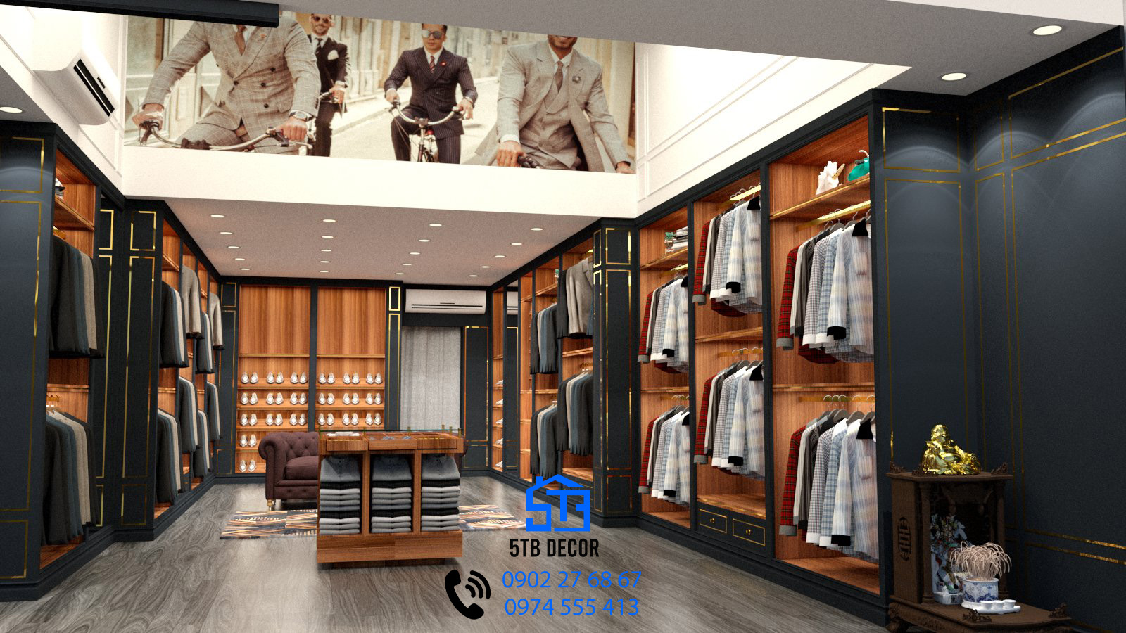 Thiết kế thi công shop thời trang.  Với diện tích mặt bằng kinh doanh hơn 200m2. nội thất chủ yếu là gỗ. với thời gian thi công 1 tháng để hoàn thiện phần mặt bằng và hơn 600m2 mặt sàn kho bãi , phòng nghỉ ngời cho nhân viên