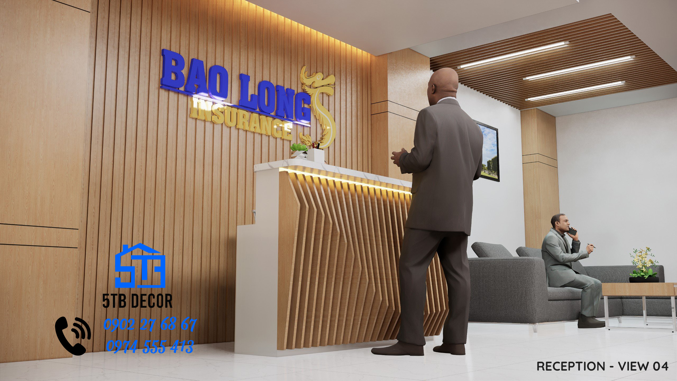 Thiết kế thi công nội thất văn phòng: Reception và khu đón khách